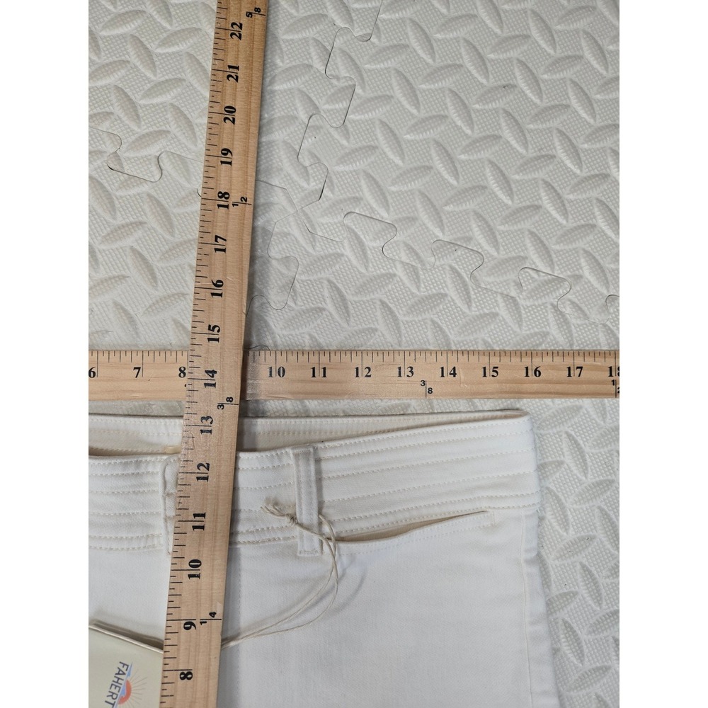 Faherty Harbor Wide Leg Pants Womens 30 Egret High Rise Double Button Stretch - Picture 12 of 13